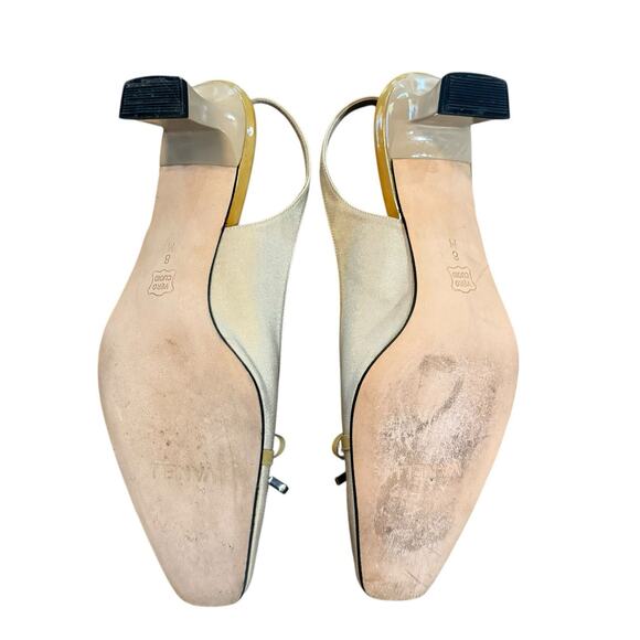 VANELi VAN ELi Beige 2 inch heel buckle sling back Shoes Kitten Heels Size 8M - Picture 11 of 16